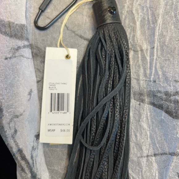 Aimee Kestenberg black leather tassel with black heart hardware. - Picture 2 of 2